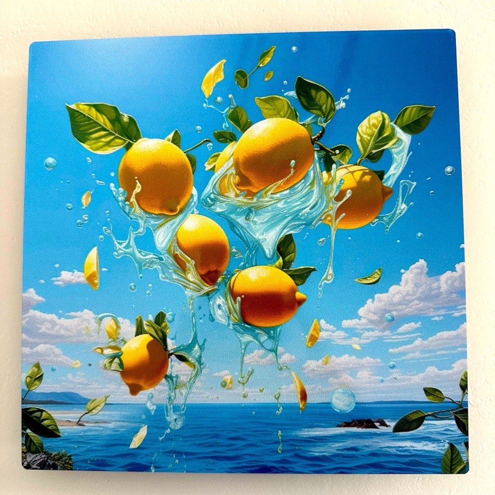 Artwork of Lemons & Beach 8X8 ready to hang